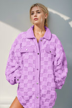 Load image into Gallery viewer, Effortlessly Chic Button Up Fuzzy Checkered Shacket