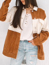 Load image into Gallery viewer, Emily Raw Hem Color Block Button Up Jacket