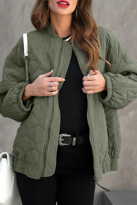 Alice Zip Up Drop Shoulder Long Sleeve Puffer Jacket