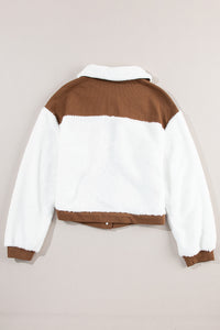 Audrey Corduroy Contrast Patchwork Fuzzy Jacket