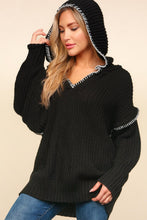 Load image into Gallery viewer, Notched Neck Long Sleeve Hooded Pullover