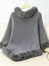 Load image into Gallery viewer, Darla Fuzzy Trim Three-Quarter Sleeve Poncho