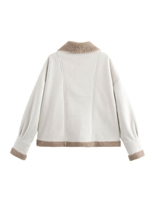 Isla Fuzzy Collared Neck Long Sleeve Jacket