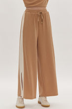 Load image into Gallery viewer, Solid Ribbed Contrast Trim Wide Leg Pants in Camel