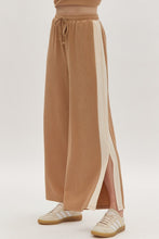 Load image into Gallery viewer, Solid Ribbed Contrast Trim Wide Leg Pants in Camel