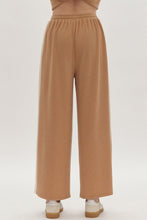 Load image into Gallery viewer, Solid Ribbed Contrast Trim Wide Leg Pants in Camel