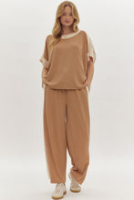 Load image into Gallery viewer, Solid Ribbed Contrast Trim Wide Leg Pants in Camel