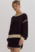 Load image into Gallery viewer, Solid Contrast Trim Long Sleeve Top in Black