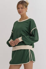 Load image into Gallery viewer, Solid Contrast Trim Long Sleeve Top in Hunter Green