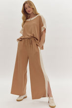 Load image into Gallery viewer, Solid Ribbed Contrast Trim Boatneck Top in Camel