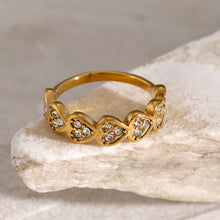 Load image into Gallery viewer, 18K Gold-plated Stainless Steel Zirconia Heart Ring