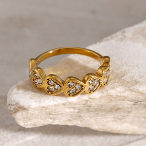 18K Gold-plated Stainless Steel Zirconia Heart Ring