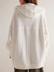 Jackie Exposed Seam Open Front Batwing Sleeve Hooded Cardigan