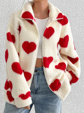 Load image into Gallery viewer, Still In Love with You Heart Zip Up Drop Shoulder Furry Jacket