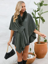 Load image into Gallery viewer, Under the Lights Fuzzy Trim Open Front Poncho