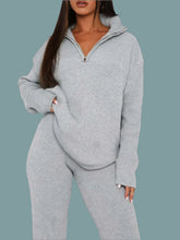 Load image into Gallery viewer, Quarter Zip Long Sleeve Top and Pants Set