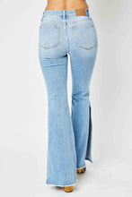 Load image into Gallery viewer, Judy Blue Full Size Mid Rise Raw Hem Slit Flare Jeans