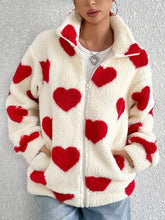 Load image into Gallery viewer, Still In Love with You Heart Zip Up Drop Shoulder Furry Jacket