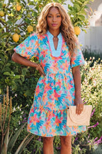 Load image into Gallery viewer, Cre8ed2luv's Keri Floral Scallop Striped Trim Dress