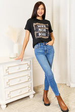 Load image into Gallery viewer, Cre8ed2luv&#39;s &quot;Wife. Mom. Boss.&quot; Leopard Short Sleeve Tee