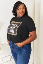 Load image into Gallery viewer, Cre8ed2luv&#39;s &quot;Wife. Mom. Boss.&quot; Leopard Short Sleeve Tee